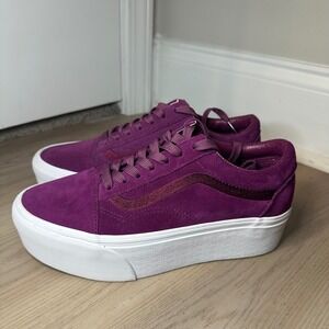 Vans Old Skool Stackform sneakers in a Mono Purple suede Women's size 7 men 5.5